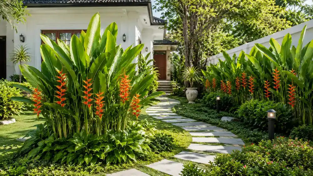 Cây chuối mỏ két trồng trong sân vườn Cây chuối mỏ két trồng trong sân vườn