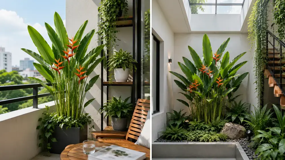 Đặt chậu cây chuối mỏ két tại khu vực ban công, giếng trời Đặt chậu cây chuối mỏ két tại khu vực ban công, giếng trời