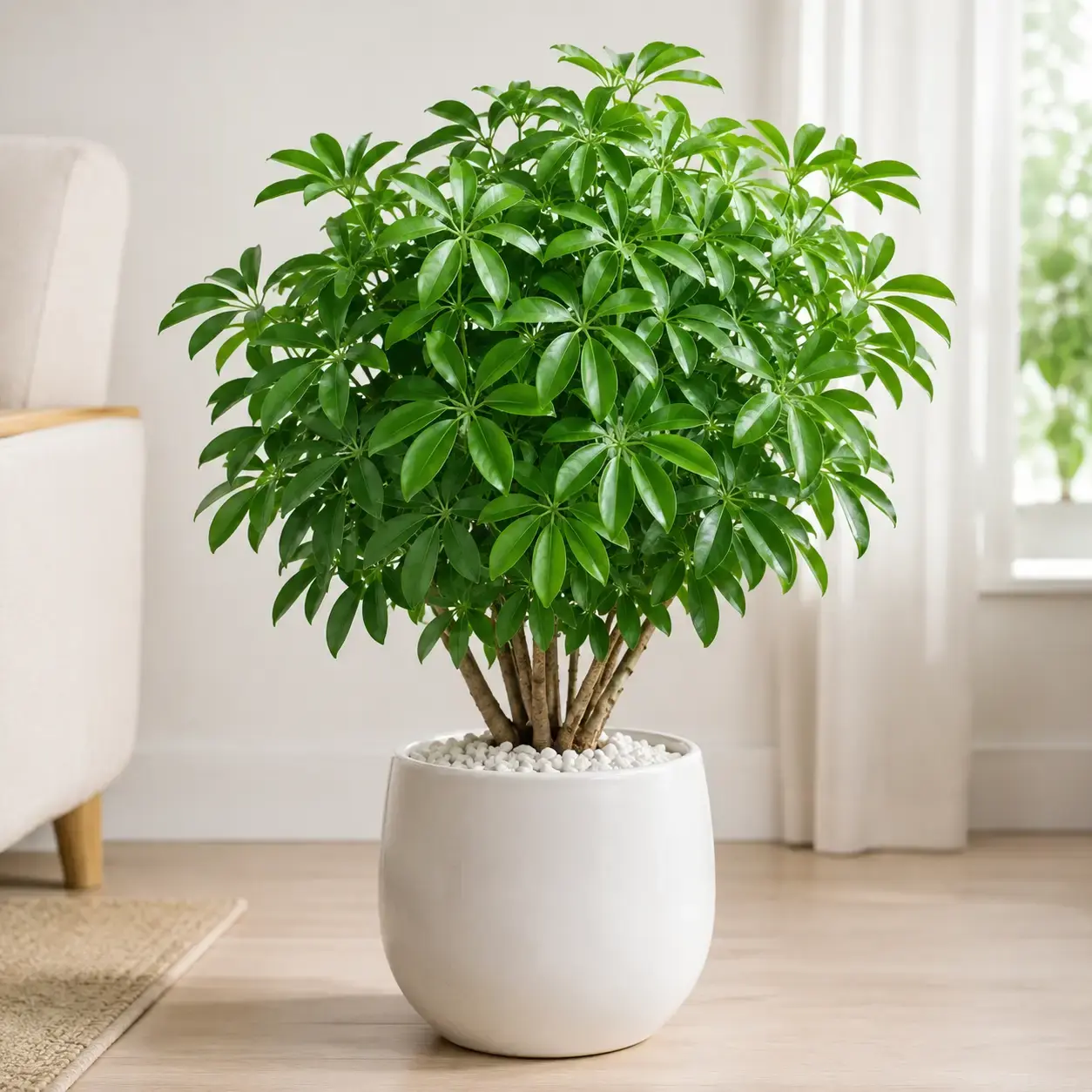 Hình chậu cây ngũ gia bì xanh đặt sàn